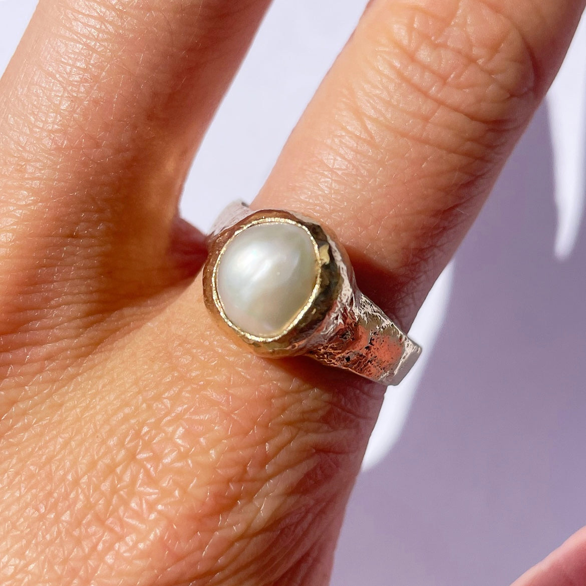 chunky gold pearl ring