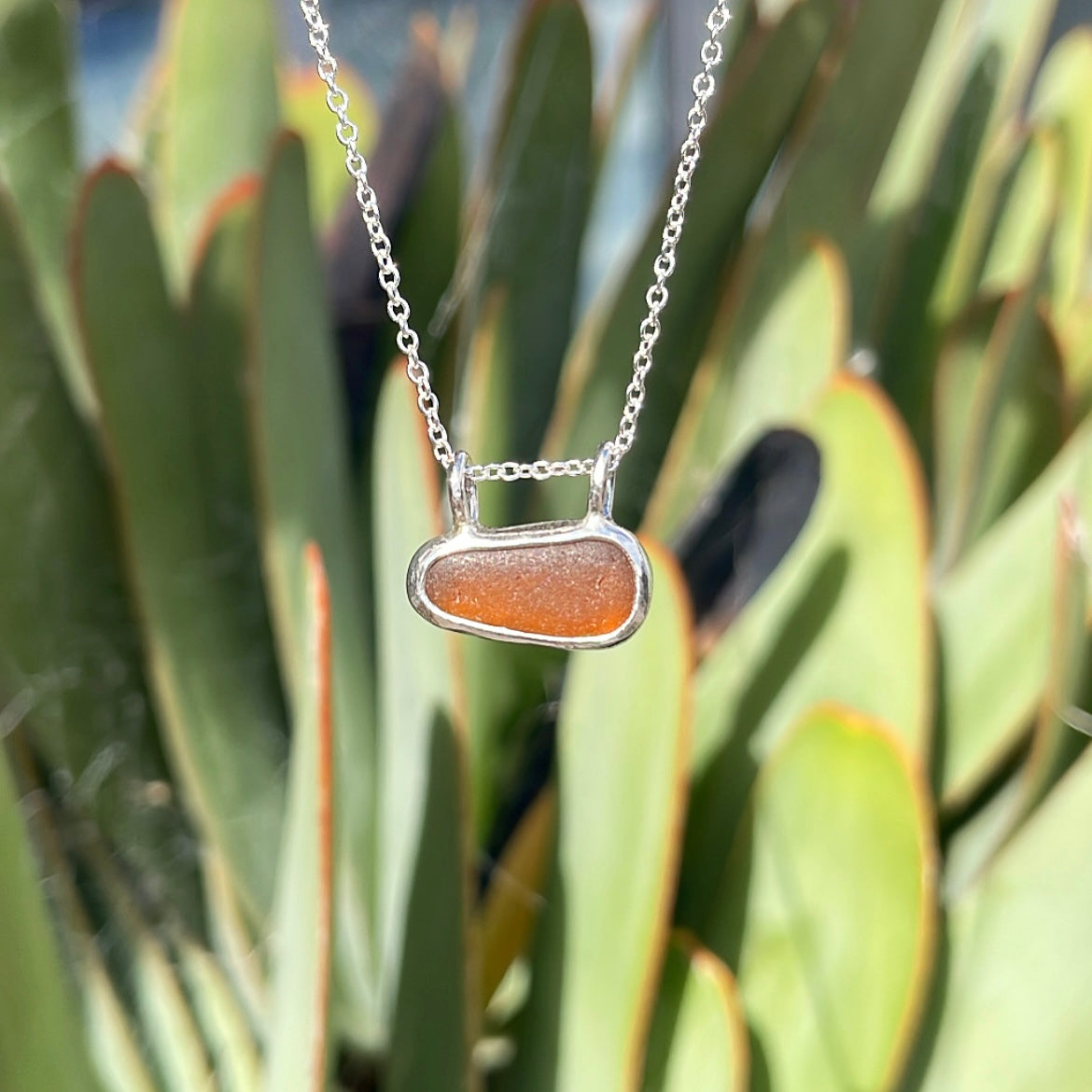 brown sea glass necklace