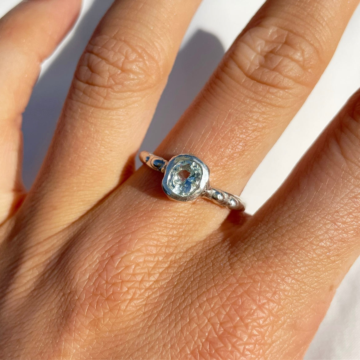 dotty aquamarine ring